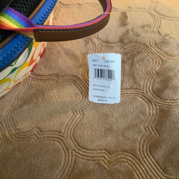Coach leatherware rainbow pride multicolor/suede rare backpack brand new- tags